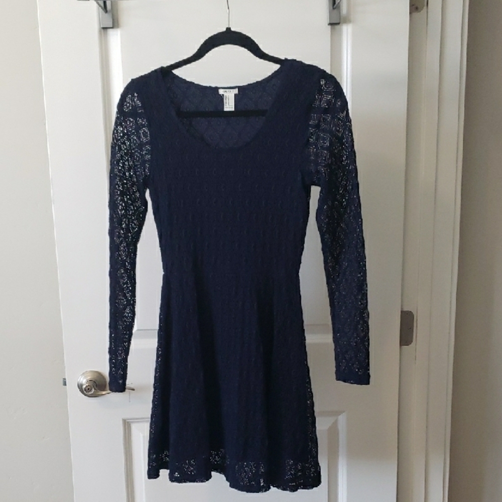 Elegant Navy Lace Dress